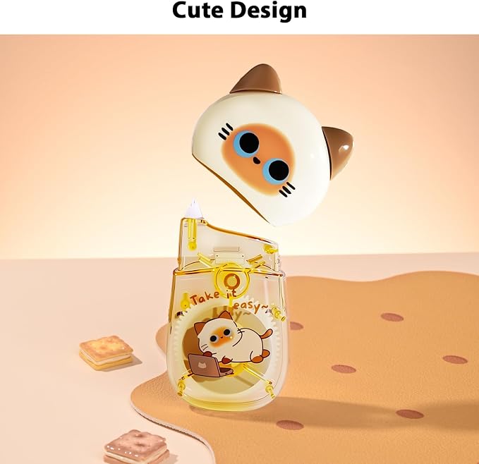 Cute Cat White Correction Tape Kawaii Extra-Long Correction Tape – 98ft (30m) Each with Aesthetic Cute Cartoon Cat Applicator for Back To School Office Supplies