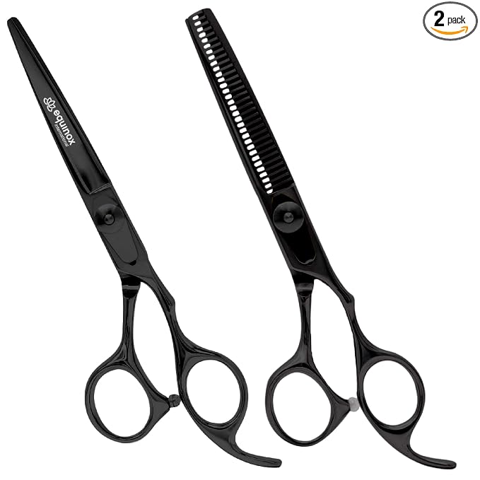 Equinox Professional Scissors Set - Barber & Thinning Shears for Hair Cutting & Grooming, Premium Japanese Stainless Steel, Barber Accessories & Tools