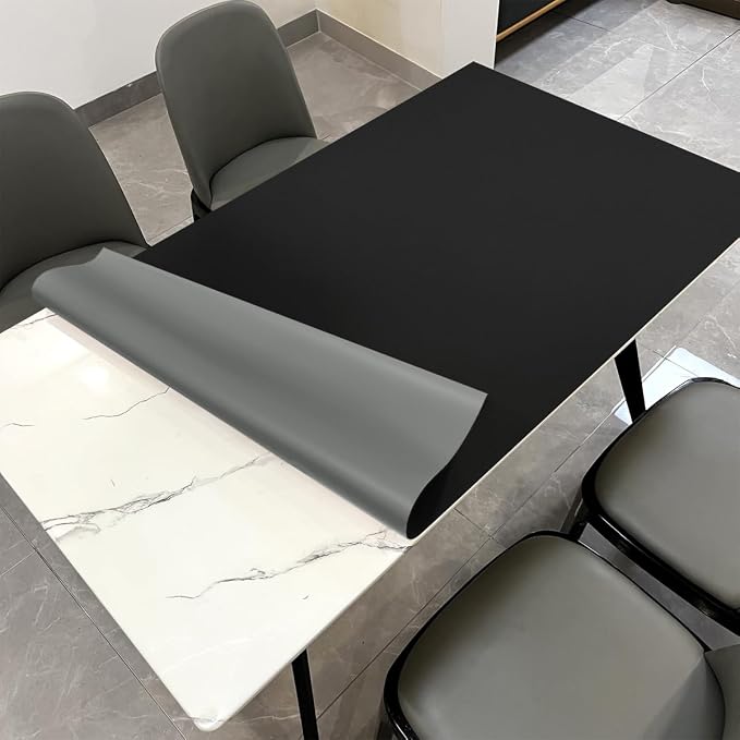 Leather Table Pad,1.8mm Thick,40x90 Inch,Dining Table Pad,Table Pads for Dining Room Table Rectangular,Table Protectors for Rectangle Tables,Dining Table Cover(Black+Gray,40x90)