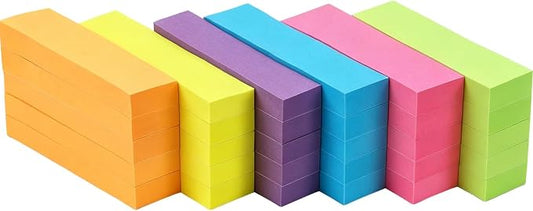 Sticky Notes Small Sticky Notes 30 Pads 6 Colors Mini Long Self-Stick Stickies Note Flags Tabs 0.6×3 100 Sheets Teacher Back to School Supplies and Oﬃce Products