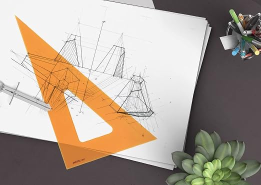 Pacific Arc's Scholastic Triangle - 12 inch - Fluorescent - 30/60 Angle - Polystyrene - Inking Edge - Technical Drawing Tools, Drafting, Architect and Engineering.