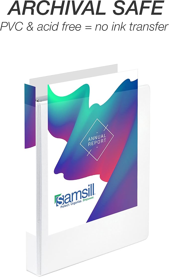 Samsill Durable 1 inch 3 Ring Binder, D Ring Binder, 100% Recycled Chipboard, White, 24 Pack, Bulk