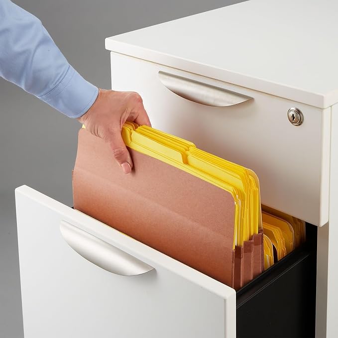 Staples Reinforced File Pockets, Letter Size, 5.25‑Inch Expansion, Heavy‑Duty Brown Gusseted Folders – 20/Carton