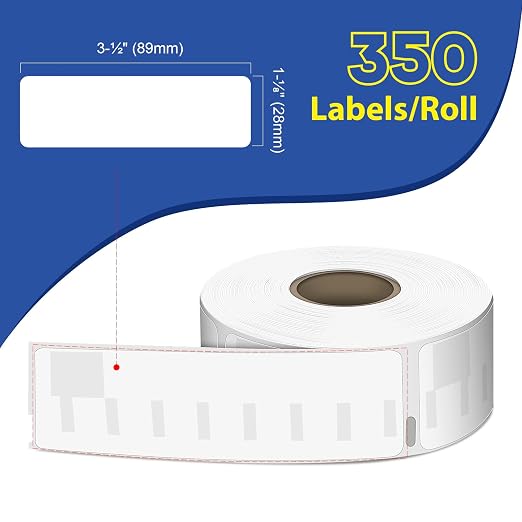 L LIKED 10 Rolls 1-1/8"x3-1/2 Labels, Compatible Dymo/Rollo/Zebra | DYMO 30252 replacement, 3500 labels. Strong adhesive, easy-tear. Compatible with Dymo 450/4XL, Rollo, Zebra.