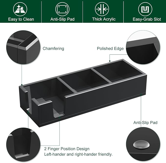 Acrylic Sticky Note Holder, Self-Stick Note Pad Holder W/O Pads - Note Dispenser Memo Pad Holder Desk Organizer for School Office Home (3''x3'' 3IN1 Black)