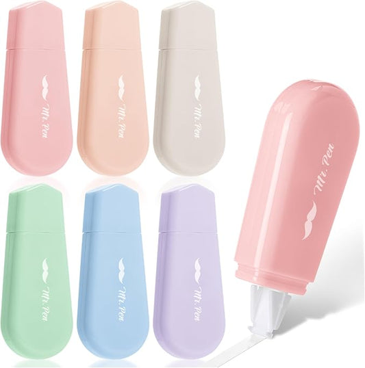Mr. Pen- Aesthetic Correction Tape, 0.2" x 197", 6 pcs, Pastel Colors | Cute Correction Tape
