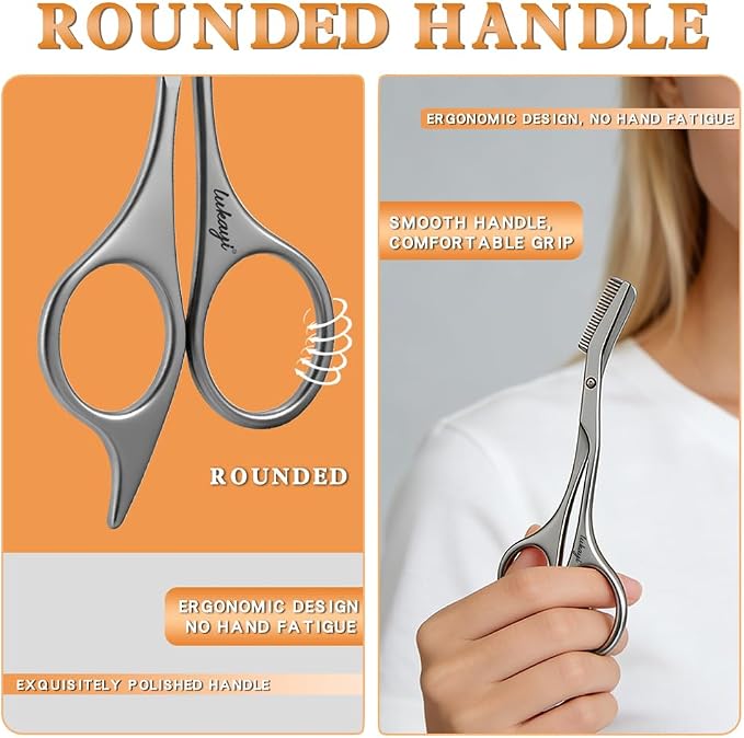 Eyebrow Scissors Professional Grooming Tool for Women Men, Precision Stainless Steel Brow Trimmer for Facial Hair & Eyebrow Shaping for Women & Men