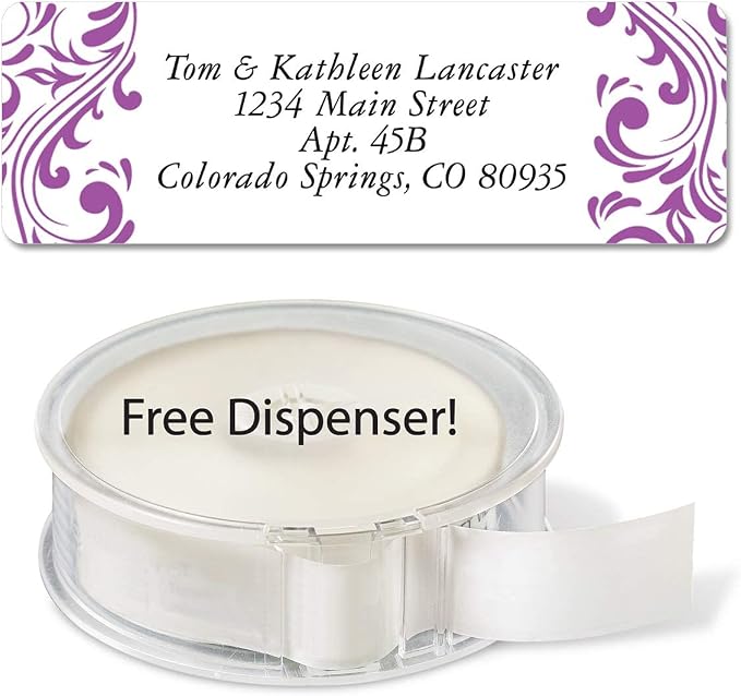 Colorful Images Personalized Address Labels | Elegant Swirl , 250 Count, Self-Adhesive, With Dispenser, Customize with Name & Shipping Address