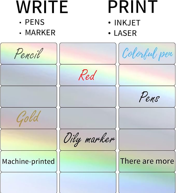 1" x 2-5/8" Address Labels- Holographic Color Stickers for Laser/Ink Jet Printer mailing Labels 8.5"×11"- Holographic Silver/ 20 Sheet