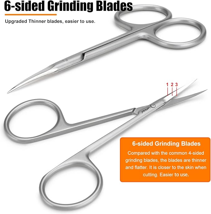 LePinko Cuticle Scissors, UPGRADED Fine Tip, for Manicure and Pedicure, Gifts for Men Women
