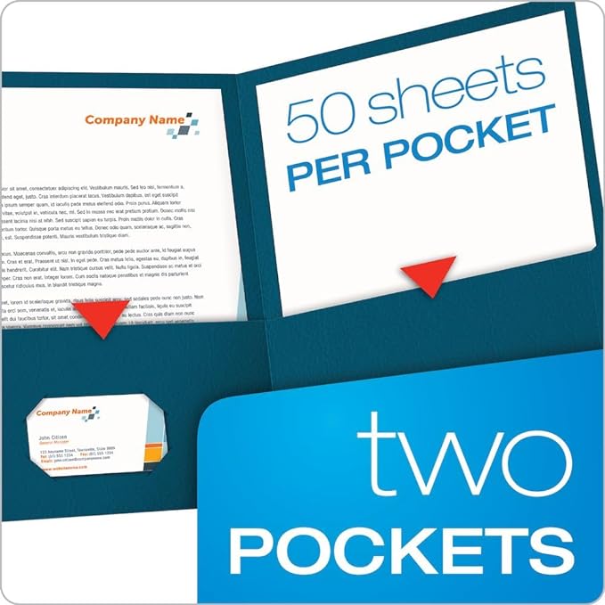 Oxford Twin-Pocket Folders, Textured Paper, Letter Size, Blue, Holds 100 Sheets, Box of 25 (57502EE)