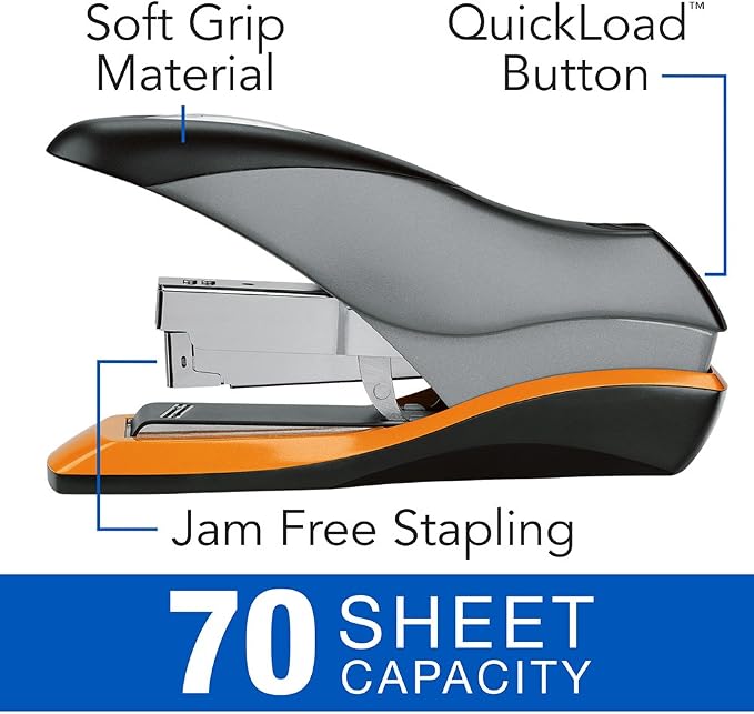 Swingline Stapler, 70 Sheet Capacity, Reduced Effort, Full Strip, Desktop Stapler, Optima 70, Silver (87870)