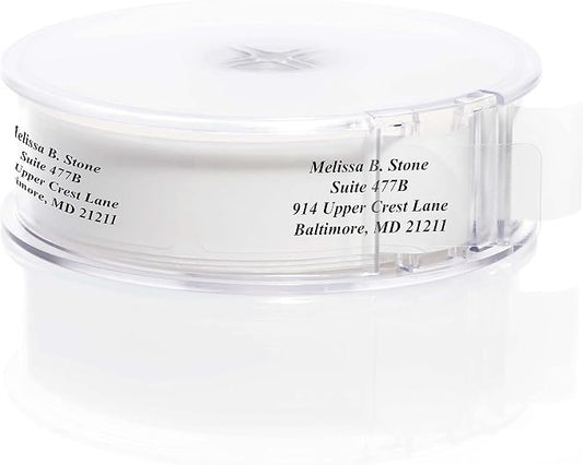 Clear Personalized Return Address Labels with Elegant Dispenser - Roll of 250 Custom See Through Transparent Stickers