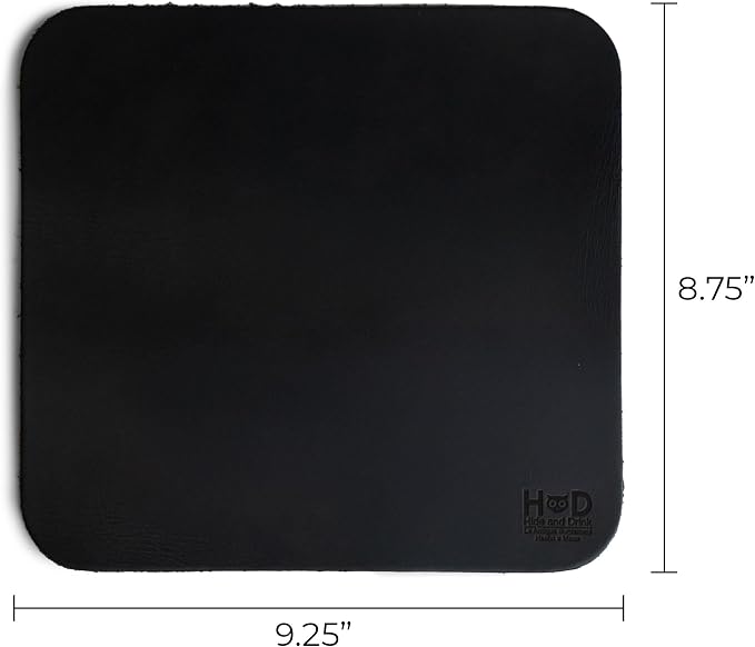 Hide & Drink, Durable Mouse Pad, Executive Mousepad for Work Desk & Office Essentials, Genuine Mat, Thick Full Grain Leather, Handmade, Charcoal Black