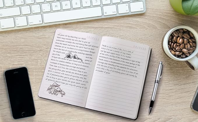 Lined Refill Paper for Hardcover Leather Notebook, A5 Refill Page for Refillable Notebook with Pocket, 240 Pages Notebook Paper with Ribbon Bookmark