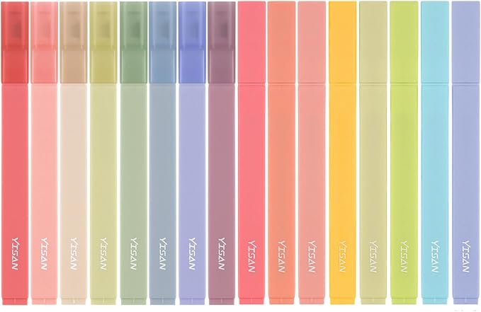 YISAN Highlighters Assorted Colors No Bleed,Book Pastel Highlighters Bible Pens,Soft Tip for Journal,Aesthetic,Vintage,70979