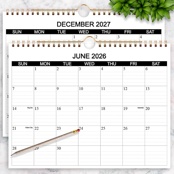 Calendar 2026-2027 - Wall Calendar 2026-2027 Runs from July 2026 to December 2027, 18 Months Calendar with Thick Paper for Planning at Home or Office, 8.5 x 11 Inch, Black
