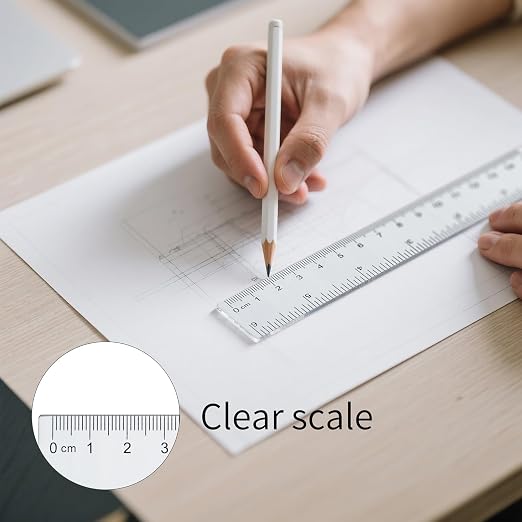 4 Pack Plastic Ruler 12 Inch Bulk for Classroom School Office Supplies for Kids，Clear Rulers，mm Ruler