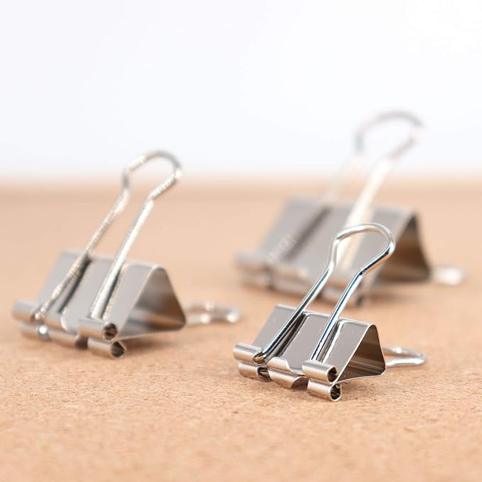 Silver Binder Clips Paper Clamps, Assorted Sizes Set (Small, Medium, Large) for Office School and Home Supplies (New Version)