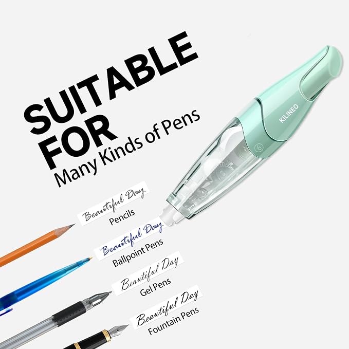 Refillable Retractable White Correction Tape, Pen Shaped White Smooth Pull Out Japanese Aesthetic Cute Correction Tape for Office Supplies, 4 PCS (ZH-67)