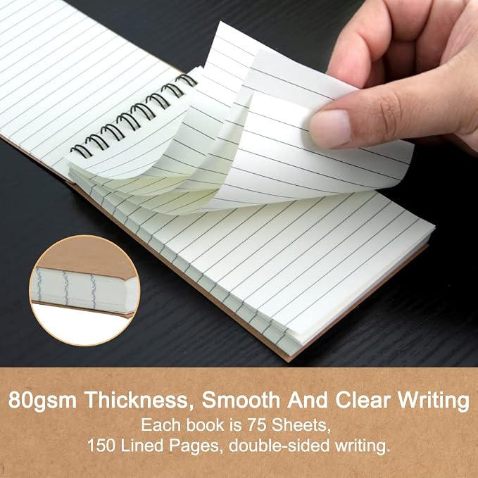 6 Pack 3x5" Spiral Pocket Notebook, College Ruled Small Notepad for School | Mini Notebooks & Small Notebooks, Pocket Notepads, Lined Note Pads for Home Office School Work Travel, Ideal for Quick Notes