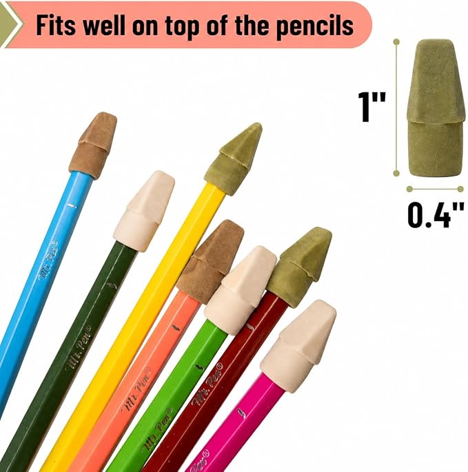 Mr. Pen- Pencil Erasers Toppers, 30 Pack, Colorful | No-Smudge Cap Pencil Erasers for Precise Erasing, Kids, Teachers, Studying Supplies, Autumn Earth