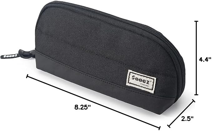 Sooez Wide-Opening Pencil Pen Case, Lightweight & Spacious Pencil Pouch Zipper Stationery Bag, Aesthetic Supply with Triangular Design for Adults, Black