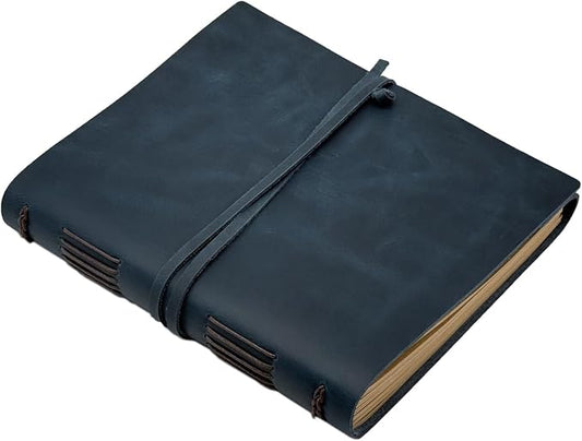 CooLeathor Large Notebook Journal - Genuine Leather Journals for Writing A4 Size Diary 8x10 Inch, Notepad For Women and Man, Gifts,Work,Travel Dark Blue