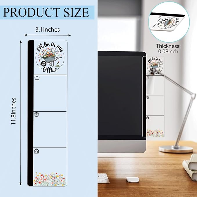 Monitor Memo Board Acrylic Sticky Note Holder Flower Wheelbarrow Garden Office Desk Decor with 100 Self Stick Note Pads I'll Be in My Office Quote