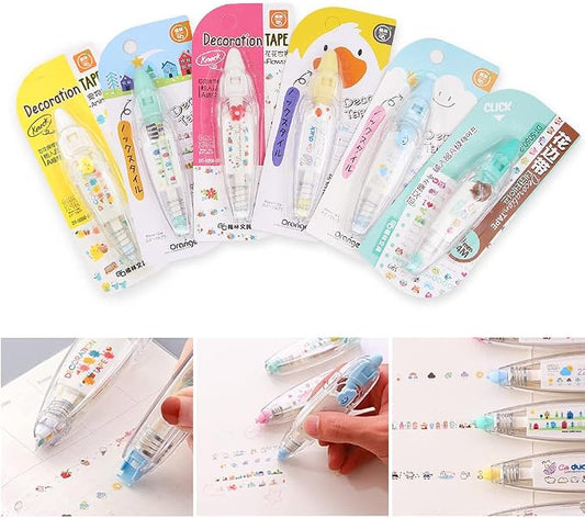 Geluode 6Pcs Decorative Correction Tape, Creative Cartoon Pattern Decorative Tape Stickers for Scrapbooking Greeting Card Cute Sign DIY Decorative