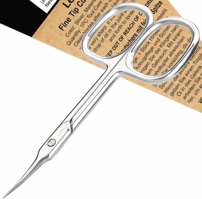 LePinko Cuticle Scissors, Extra Fine Tip, for Manicure and Pedicure, Gifts for Men Women