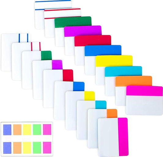 500 Pieces Tabs 2 Inch Sticky Index Tabs, Writable and Repositionable | File Tabs Flags Colored Page Markers Labels for Reading Notes, Books and Classify Files, 21 Sets 10 Colors,Smooth Writing