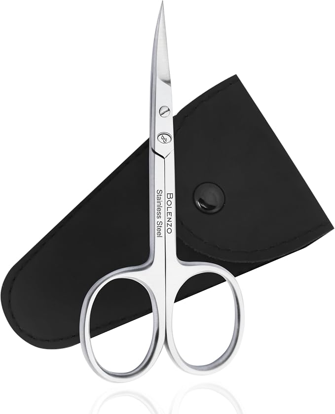 Cuticle Scissors Extra Fine Curved Professional High Carbon Steel, Small Grooming Scissors, For Nails, Eyebrows, Mustache, Beard, Dry Skin, Eyelash