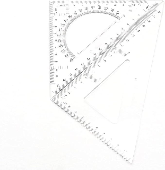Pack of 2 Transparent Triangle Plastic Ruler Scale Set Square:30/60 Degree & 45/90 Degree Angle Acrylic Architectural Drawing Drafting Tool School Classroom Kids Triangular Rulers