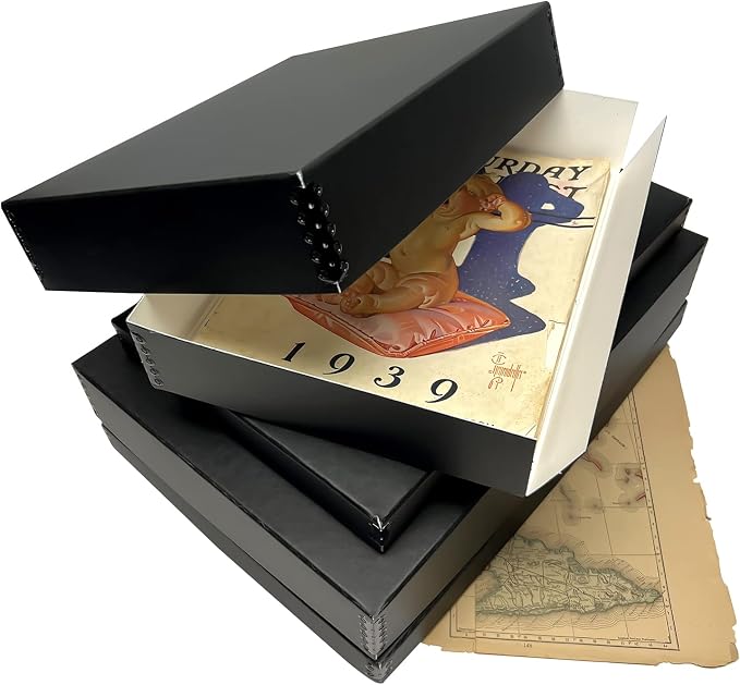 Lineco 11x14 Black Museum Archival Storage Box, Drop Front, 11.75x15x3 in. | Acid-Free with Metal Edge. Preserves Picture Longevity, Organize Photos or Documents, Crafts, DIY.