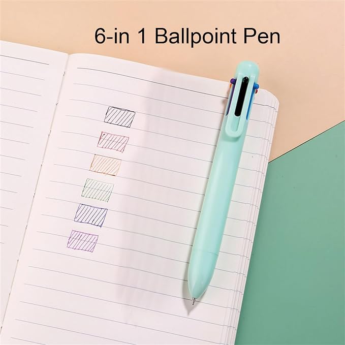 7 Pcs Cute Green Stationery Set Kawaii School Supplies Office Supplies Including Ballpoint Pens Pencil Sharpener Highlighter Correction Tape Eraser Utility Knife (Green)
