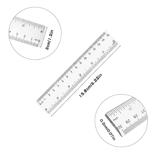 4 Pack 6+12 Inch Straight Rulers,Clear Plastic Ruler, Centimeter and inch Ruler Suitable for Student School and Office Study Drawing Measuring Standard