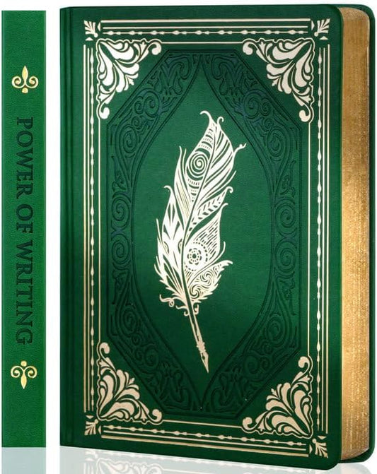 CAGIE 320 Pages Thick Hardcover Journaling Notebooks Vintage Leather Journal for Women Men A5 College Ruled Journals for Writing with Gift Box, 5.7 x 8.3 in, Dark Green