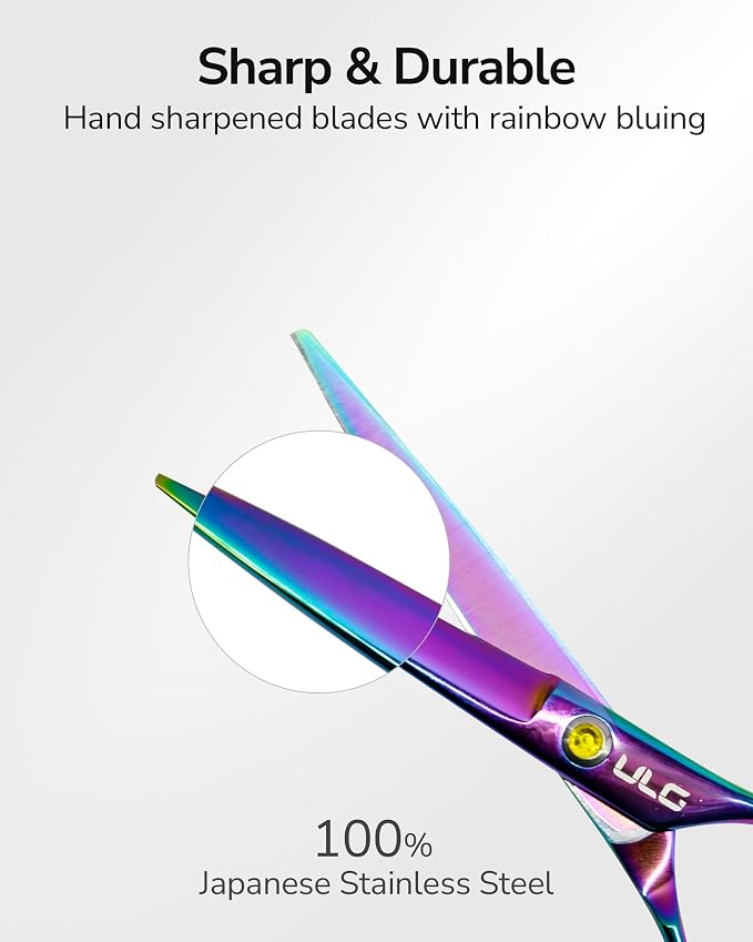 Hair Cutting Scissors, ULG Professional Hair Scissors 6.5” Rainbow | Right-Hand, Razor Edge Barber Shears, For Salon and Home Hair Cutting Shears, Japanese Stainless Steel, Hand Sharpened