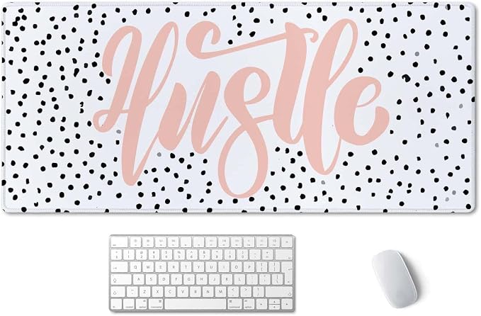 SSOIU Large Mouse Pad, Cute Hustle Desk Mat for Desktop, Women Girls Waterproof Gaming Mousepad, Polka Dot Computer PC Laptop Protector Writing Pads for School Office Home 35.5" x 15.7"