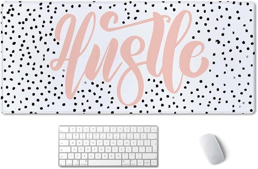 SSOIU Large Mouse Pad, Cute Hustle Desk Mat for Desktop, Women Girls Waterproof Gaming Mousepad, Polka Dot Computer PC Laptop Protector Writing Pads for School Office Home 35.5" x 15.7"