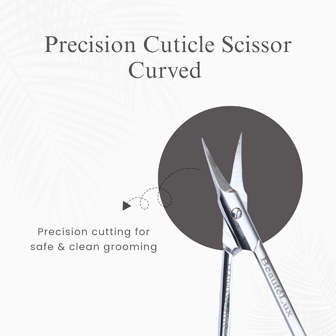 Professional Curved Grooming Scissors – Stainless Steel Precision Scissors for Eyebrow & Cuticle Care (Cuticle - Extra Fine, 3.5'' Inches)
