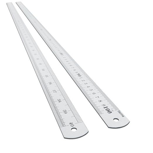 Large Stainless Steel Ruler Rule Measure Straight Edge 1 Metre Meter 40" 100cm | Applicable school, office, construction sites, decoration workshops, drawings and paintings, scientific experiments