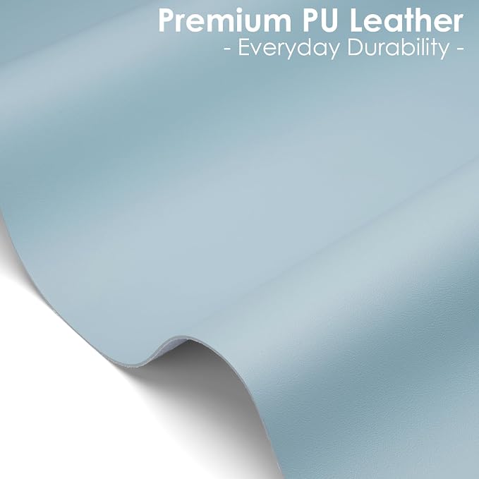 Leather Desk Pad Protector, Waterproof Mouse Pad, PU Desk Mat, Office Desk Cover, Desk Writing Mat for Office/Home/Work/Cubicle (Light Blue) 9x8 in