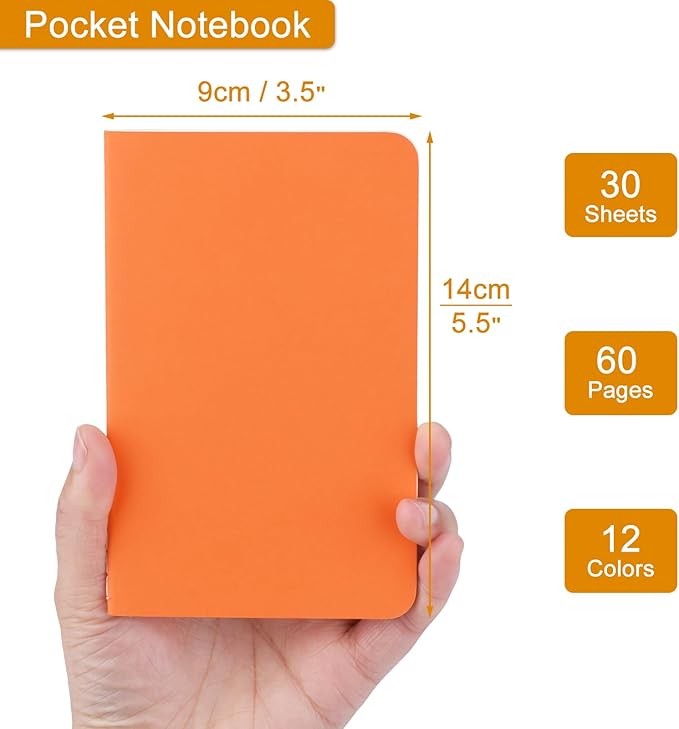 ZCZN 60 Pack Mini Pocket Notebooks Bulk, 3.5 X 5.5 Inches Mini Journals, 30 Sheets/60 Pages, Colorful Cover Notepads for Writing, Planing, Work, Memo (60, Plain)