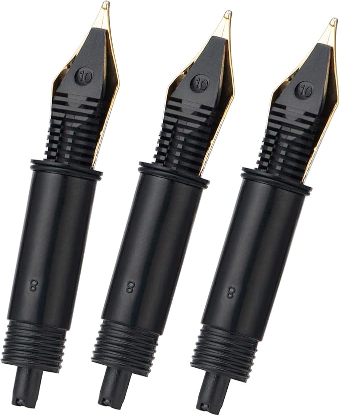 Set of 3 Jinhao #5 Fountain Pen Replacement Fine Nib with Black Section Feed Gold Trim-Compatible with Jinhao 82, 88, 95, 82 Mini, 92, 100 Mini Fountain Pen