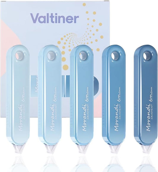 5-Piece Correction Tapes, Aesthetic Cute White Pull Out Tape, Quick Dry, Instant Correct, Easy to Use for School Office Supplies (Blue)