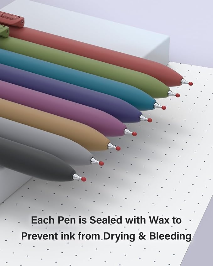 inkipen- 16 Pack Pens, Gel pens Black Ink, Fine Point(0.5mm),Quick-Drying Smooth Writing,School and Office Supplies （vintage color）
