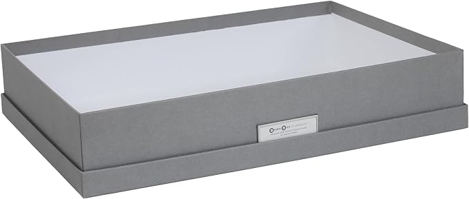 Bigso Box of Sweden Document Box with Lid for Papers in A3 format - Document Organiser Tray with Lid and Handle - Storage Container Made of Fibreboard and Paper - Grey