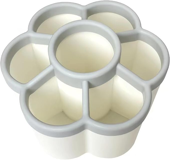 Rotating Pen Holder, 6 Inch x 4.2 Inch 7 Grid Rotatable Pencil Desk Top Holder for School, Home and Office (white)
